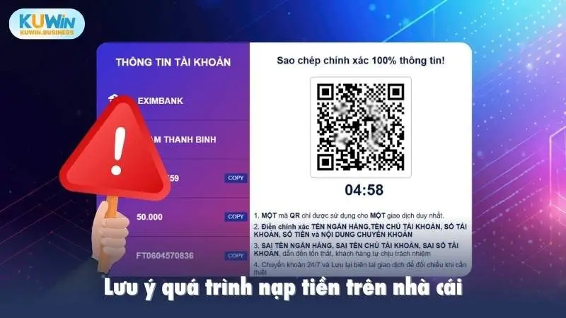 Lưu ý quá trình nạp tiền trên nhà cái 789F