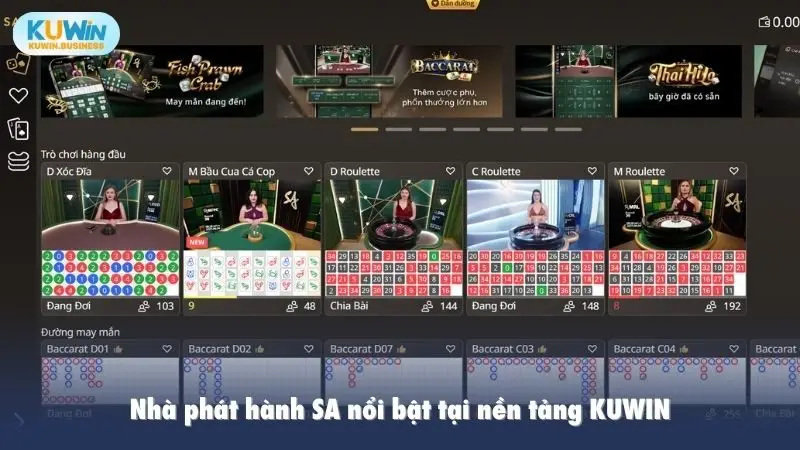 Nhà phát hành SA nổi bật tại nền tảng KUWIN
