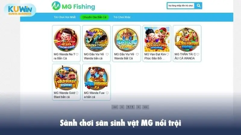 Sảnh chơi săn sinh vật MG nổi trội